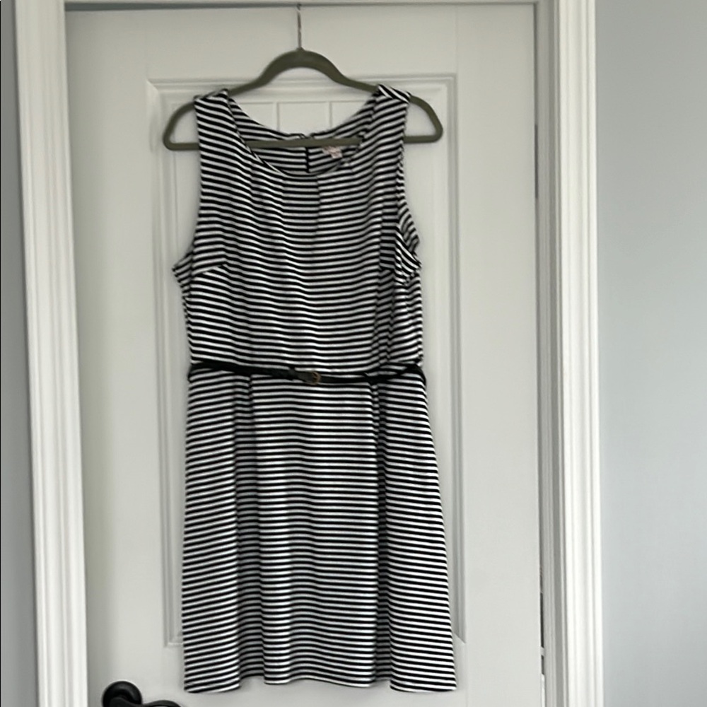 Striped Black and White Sleeveless Dress